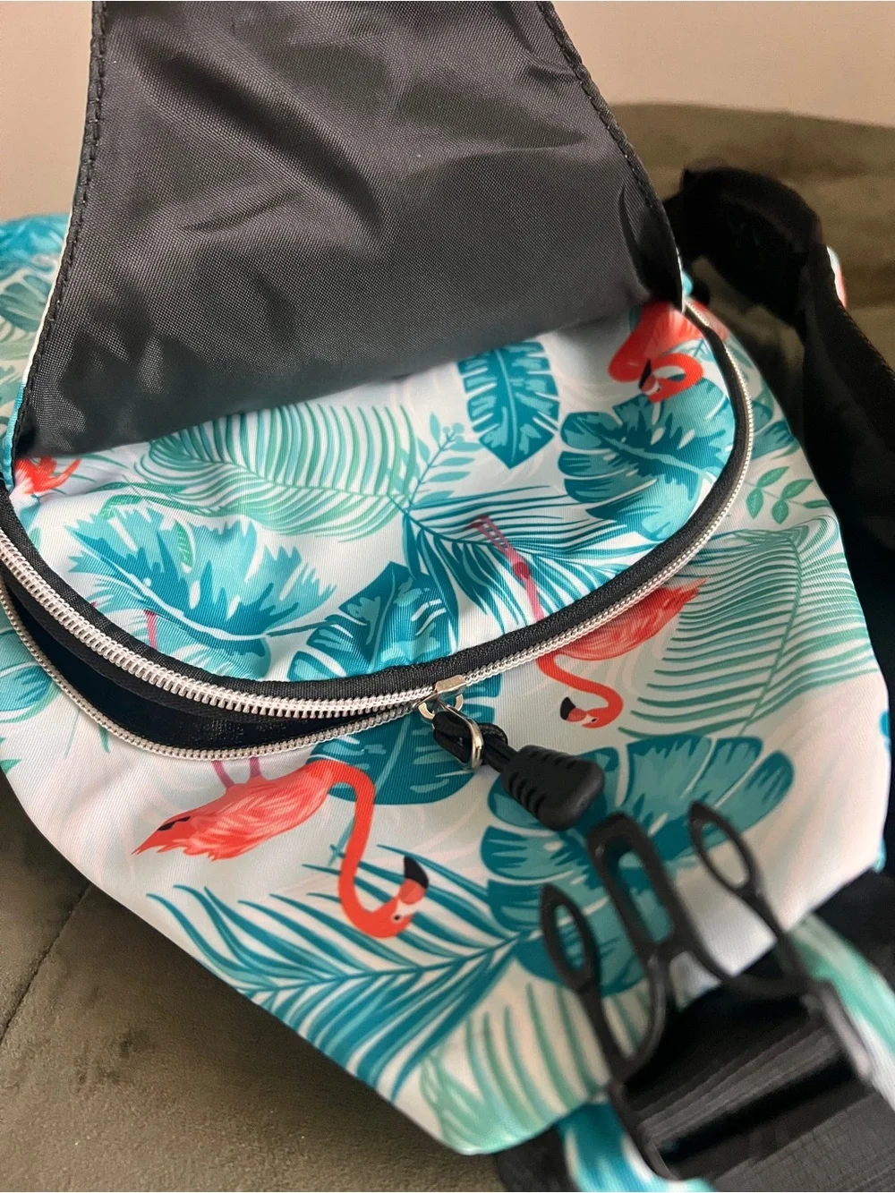 Tropical Flamingo Sling Bag - Coral & Teal